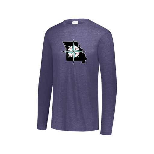 [FTLCUBNV-AXS-LOGO3] Decker Men's Tri-Blend T-Shirt - Long Sleeve (Adult XS, Navy, Logo 3)