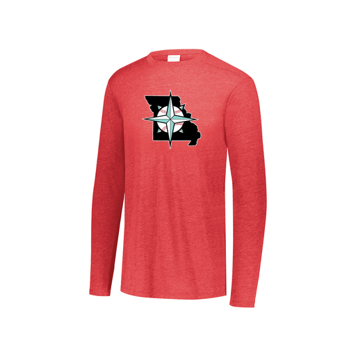 [FTLCUBRD-YS-LOGO3] Decker Youth Tri-Blend T-Shirt - Long Sleeve (Youth S, Red, Logo 3)